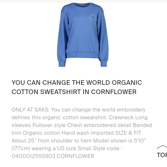 New MAGGIE MARILYN You Can Change The World Pullover Sweatshirt NWT Size Small - Picture 8 of 16